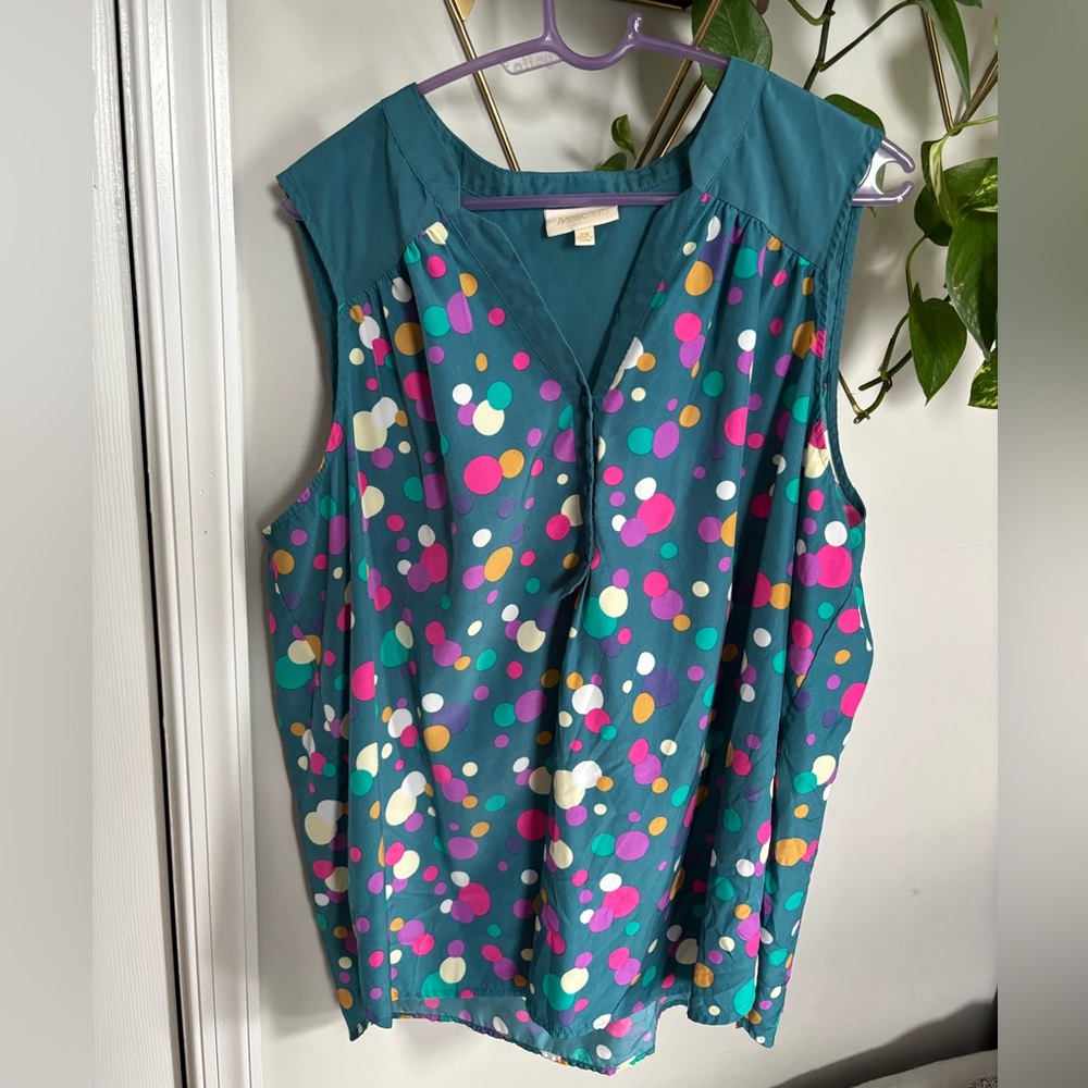 ModCloth “Girl About Easton” Sleeveless Teal Tunic Top in “Bubbles” Size 2X